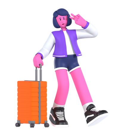 Chica yendo de vacaciones  3D Illustration