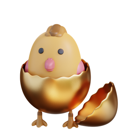 Chick And Golden Egg  3D Icon