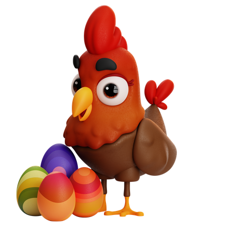 Chick With Eggs  3D Icon