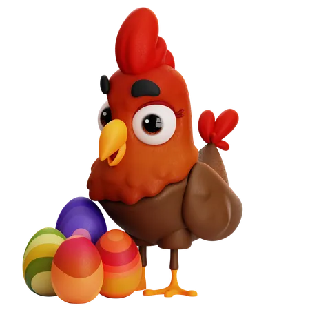 CHICK WITH EGGS  3D Icon