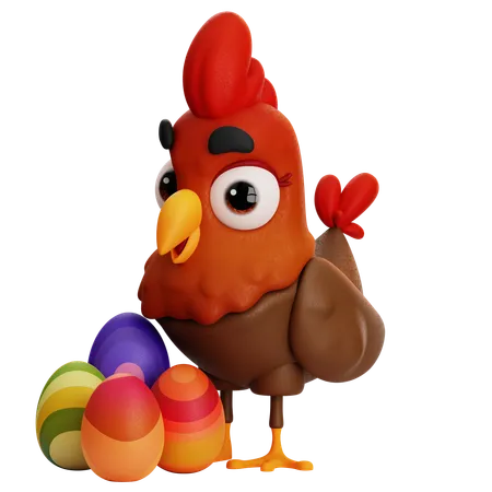 Chick With Eggs  3D Icon