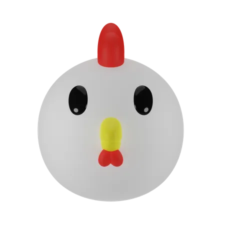 Chicken 3 D Animal Head Emoji 3D Icon