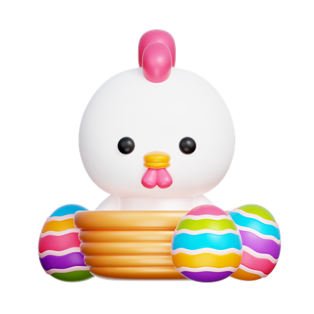 Chicken and Easter Egg  3D Icon