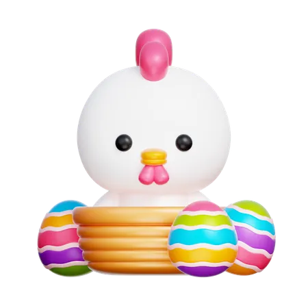 Chicken and Easter Egg  3D Icon