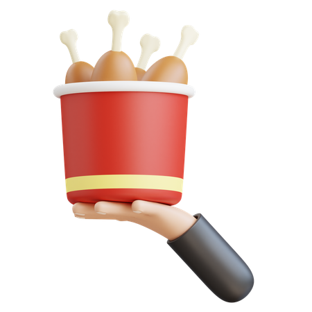 Chicken Bucket On Hand  3D Icon