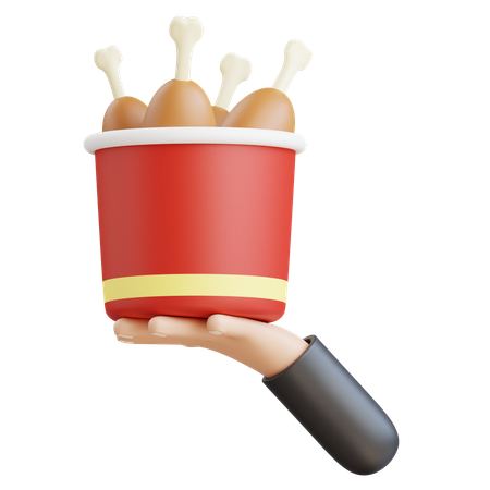 Chicken Bucket On Hand  3D Icon