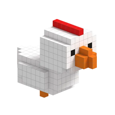 Chicken Cute Voxel Art  3D Icon