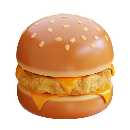 Chicken double cheese burger  3D Icon