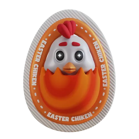 Chicken Easter Egg  3D Sticker