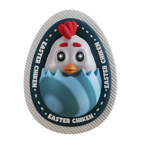 Chicken Easter egg  3D Sticker