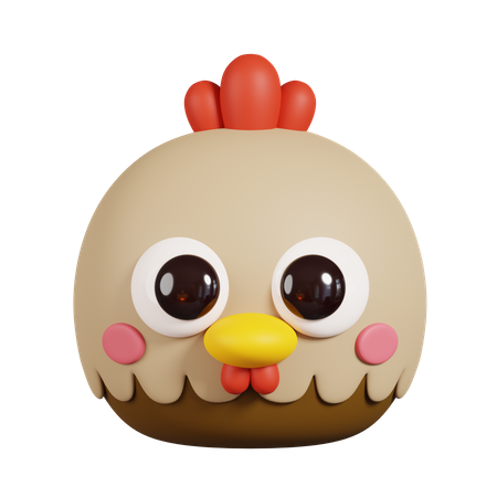Chicken Hen Face 3D Illustration