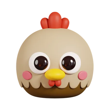 Chicken Hen Face 3D Illustration