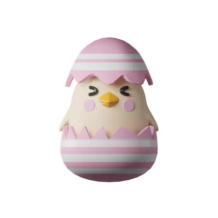 Chicken In Easter Egg  3D Icon