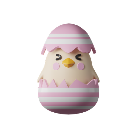 Chicken In Easter Egg  3D Icon