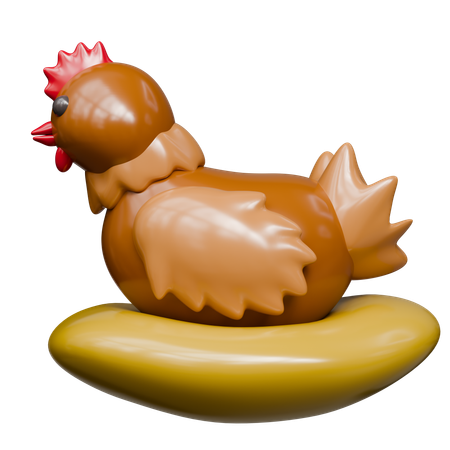 Chicken Laying Eggs  3D Icon