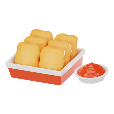 Chicken Nuggets Showcasing Their Crispy Texture And Delicious Appeal Ideal For Projects Related To Fast Food Snacks And Comfort Food Imagery 3 D Render Illustration 3D Icon