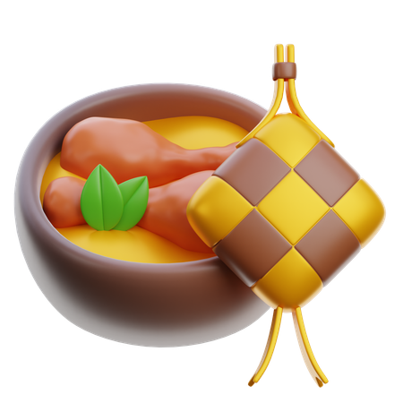 Hühnchen-Opor und Ketupat  3D Icon