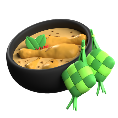 Chicken Opor And Ketupat  3D Icon