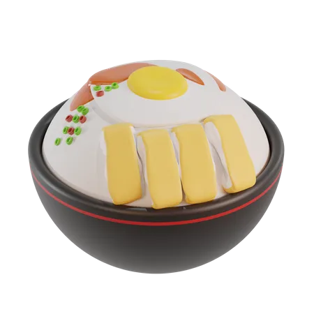 3 D Japanese Food Chicken Rice Bowl 3D Icon