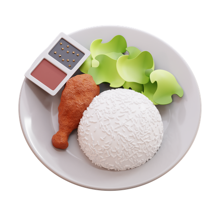 Chicken Rice Meal  3D Icon