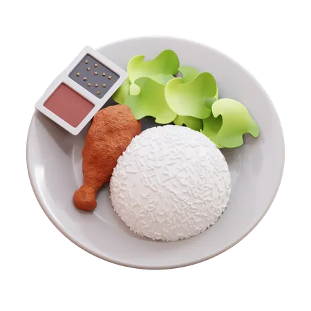 Chicken Rice Meal  3D Icon