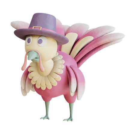 Chicken Wearing Hat  3D Icon