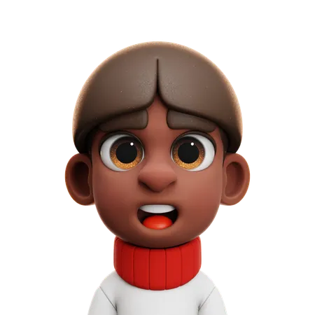 NIÑO AFRO CON JERSEY ROJO Y BLANCO  3D Icon