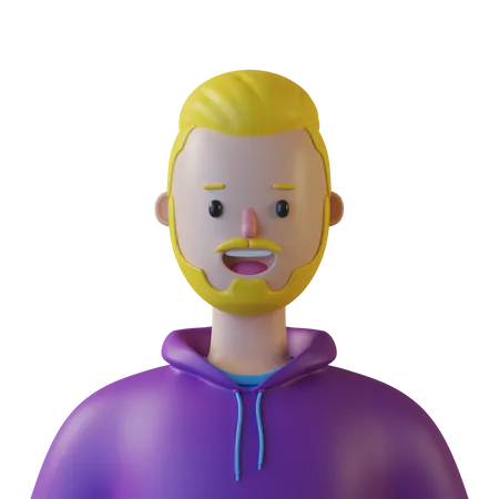 Chico de barba  3D Illustration