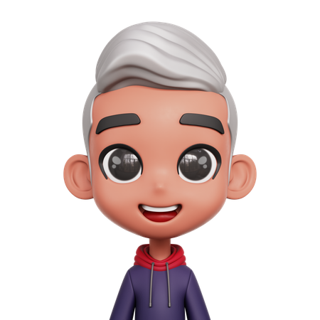 Niño con pelo gris  3D Icon