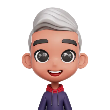 Niño con pelo gris  3D Icon