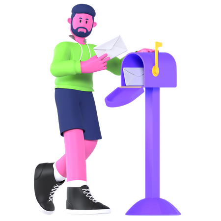 Chico con correo  3D Illustration