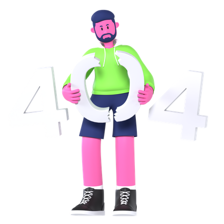 Chico con error 404  3D Illustration