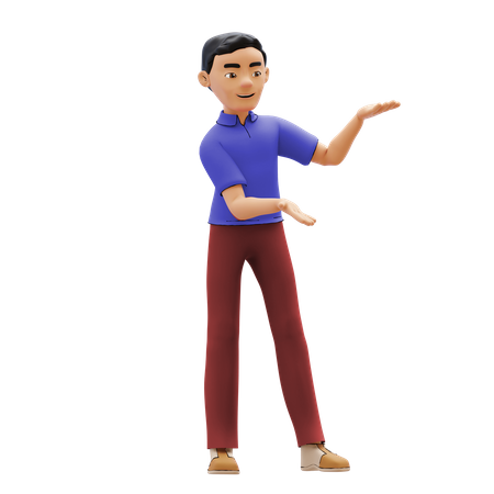 Chico con gesto de presentación  3D Icon