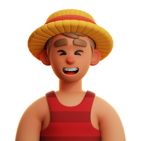 Niño con sombrero de luffy  3D Icon