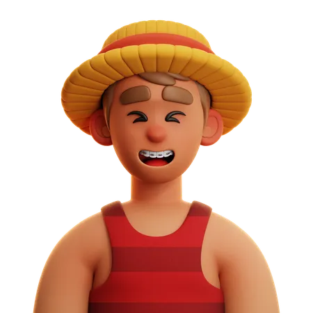 Niño con sombrero de luffy  3D Icon