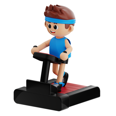 Chico de gimnasio haciendo ejercicio en cinta de correr  3D Illustration