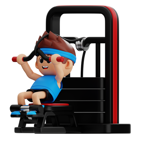 Chico de gimnasio haciendo ejercicio en press de banca  3D Illustration