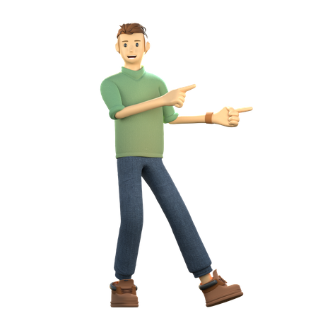Chico estilista apuntando al lado derecho  3D Icon