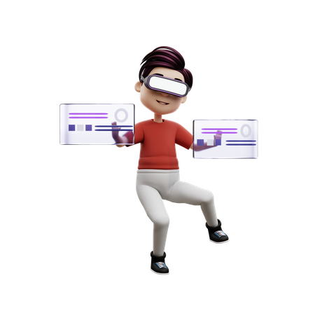 Chico estudiante jugando metaverso  3D Icon