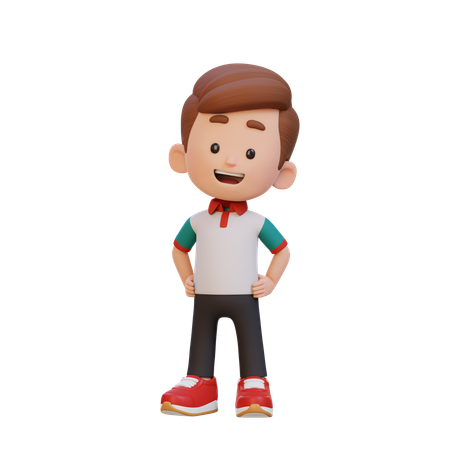 Chico guapo en pose segura con la mano en la cadera  3D Icon