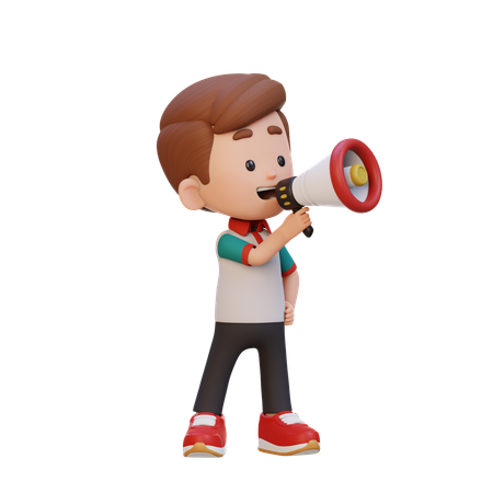 Chico guapo gritando por megáfono  3D Icon