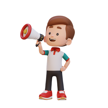 Chico guapo gritando por megáfono  3D Icon