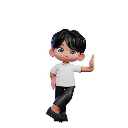 Chico lindo dando pose genial actuando  3D Illustration