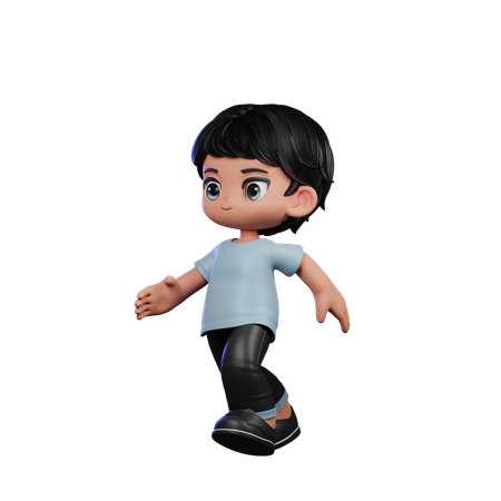 Chico lindo dando pose corriendo  3D Illustration