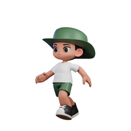 Chico lindo dando pose corriendo  3D Illustration