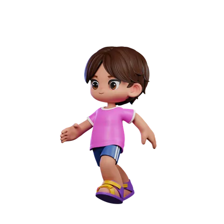 Chico lindo dando pose corriendo  3D Illustration