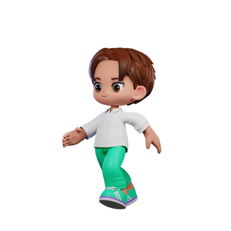 Chico lindo dando pose corriendo  3D Illustration