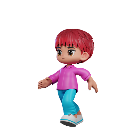 Chico lindo dando pose corriendo  3D Illustration