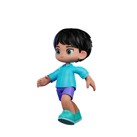 Chico lindo dando pose corriendo  3D Illustration