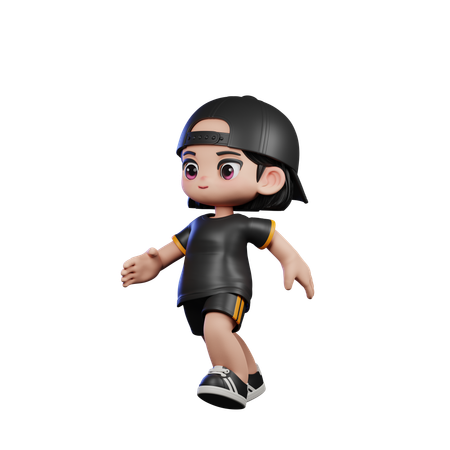 Chico lindo dando pose corriendo  3D Illustration